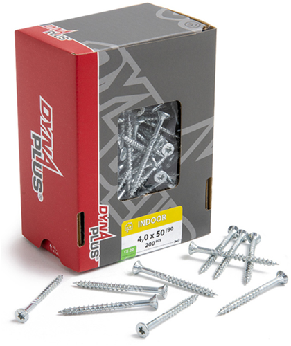 Cargue la imagen en el visor de la galería, Dynaplus unischroef spaanplaatschroef verzinkt platkop deeldraad torx tx20 4.0x50 30 | 200 stuks - 0281.01.25902
