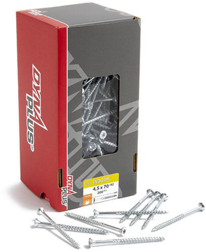 Cargue la imagen en el visor de la galería, Dynaplus unischroef spaanplaatschroef verzinkt platkop deeldraad torx tx25 4.5x70 42 | 200 stuks - 0281.01.34201