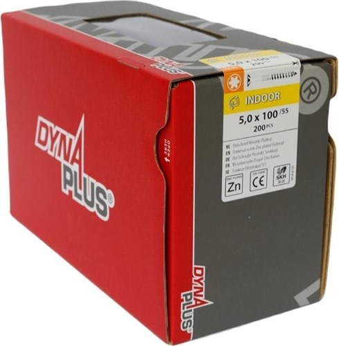 Cargue la imagen en el visor de la galería, Dynaplus unischroef spaanplaatschroef verzinkt platkop deeldraad torx tx25 5.0x100 55 | 200 stuks - 0281.01.42601
