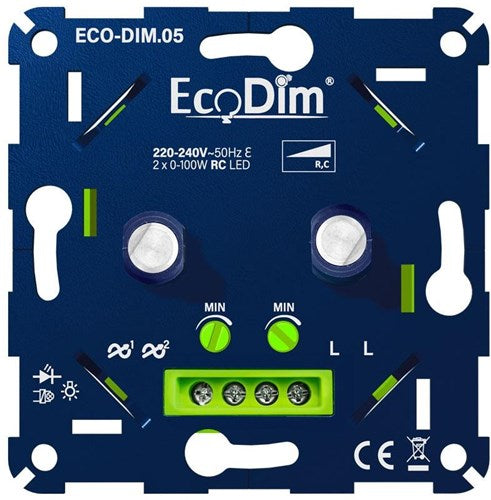 Laden Sie das Bild in Galerie -Viewer, Enzo eco led dimmer duo 2-100w ecodim fase afsnijding - 4355420