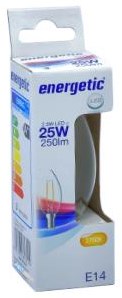 Cargue la imagen en el visor de la galería, Enzo energetic led kaars e14 2,1-25w 2700k filament helder - 2720110