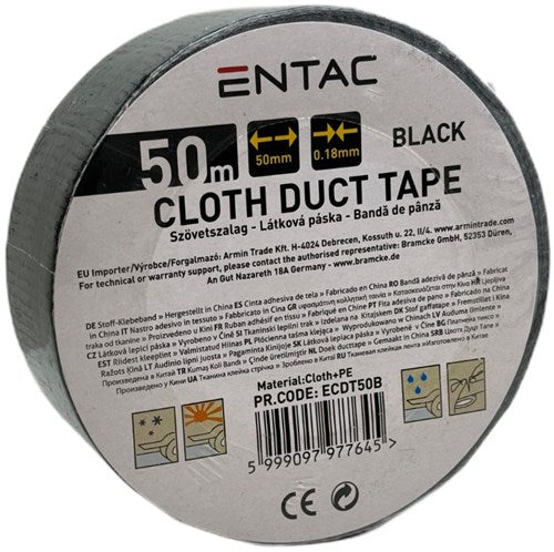 Chargez l'image dans la visionneuse de la galerie, Enzo entac reparatietape 50mm rol 50m zwart - 4139544