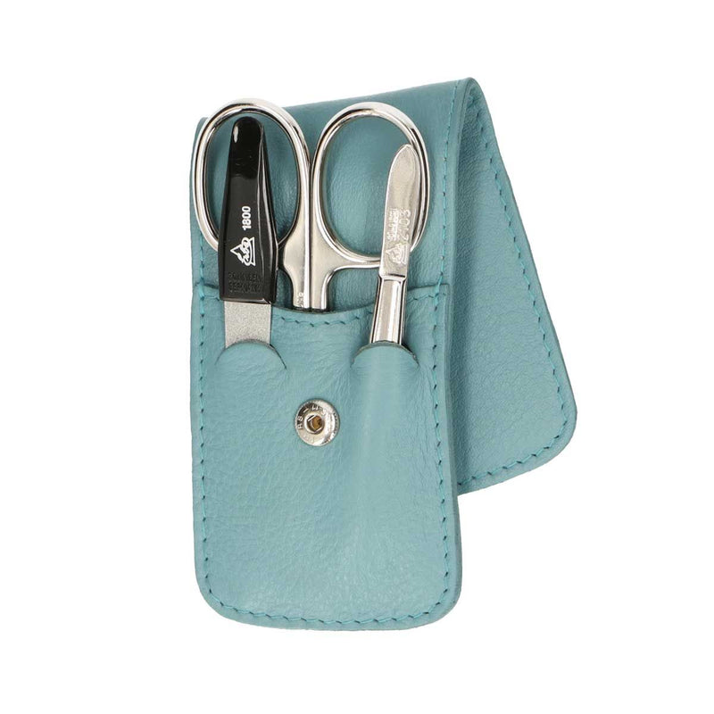 Load image into Gallery viewer, Erbe solingen 3-delige manicure etui met drukknoopsluiting lichtblauw (erbe9203)