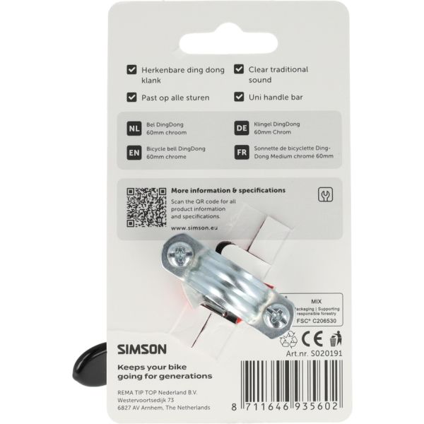 Afbeelding laden in galerijviewer, Simson bel dingdong medium chroom 60mm