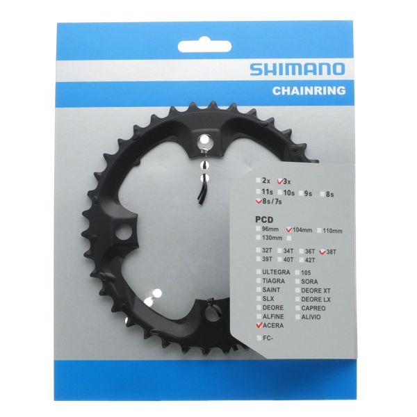 Afbeelding laden in galerijviewer, Shimano fc-m361 kettingblad 38t 104mm 7-8 speed zwart