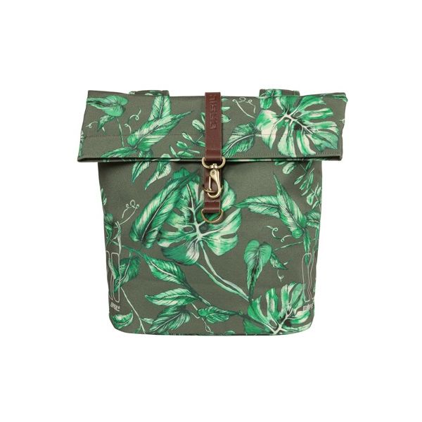 Load image into Gallery viewer, Basil Ever-Green dubbele fietstas, gerecycled PET, waterkerende vouwsluiting, vegan leather, 28-32L, thyme groen