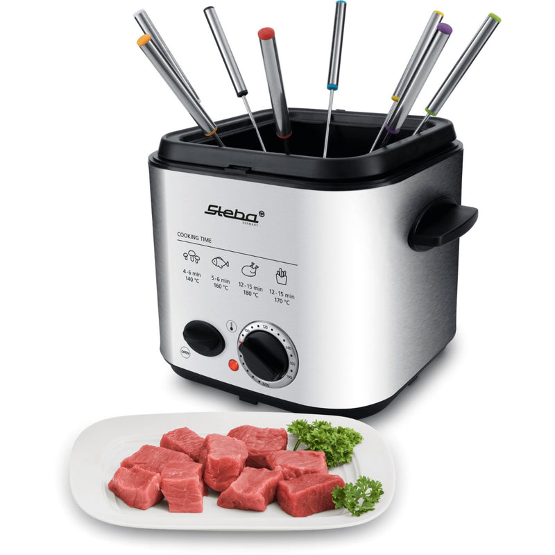 Load image into Gallery viewer, Steba df95f - minifriteuse fondue frituurpan (roestvrij staal zwart, 1,25 liter)
