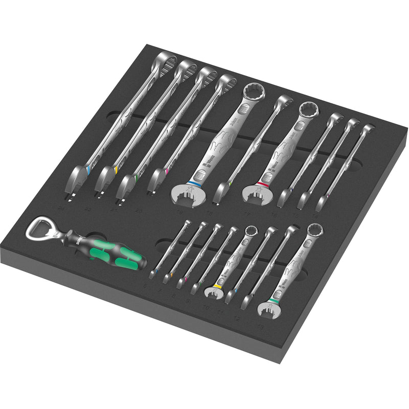 Load image into Gallery viewer, Wera 9731 schuimrubberen inzetstuk met 6003 joker set 1, 19‑delig gereedschapsset (zwart grijs, combinatie ratelsleutelset, in schuimrubberen inzet voor werkplaatswagen)