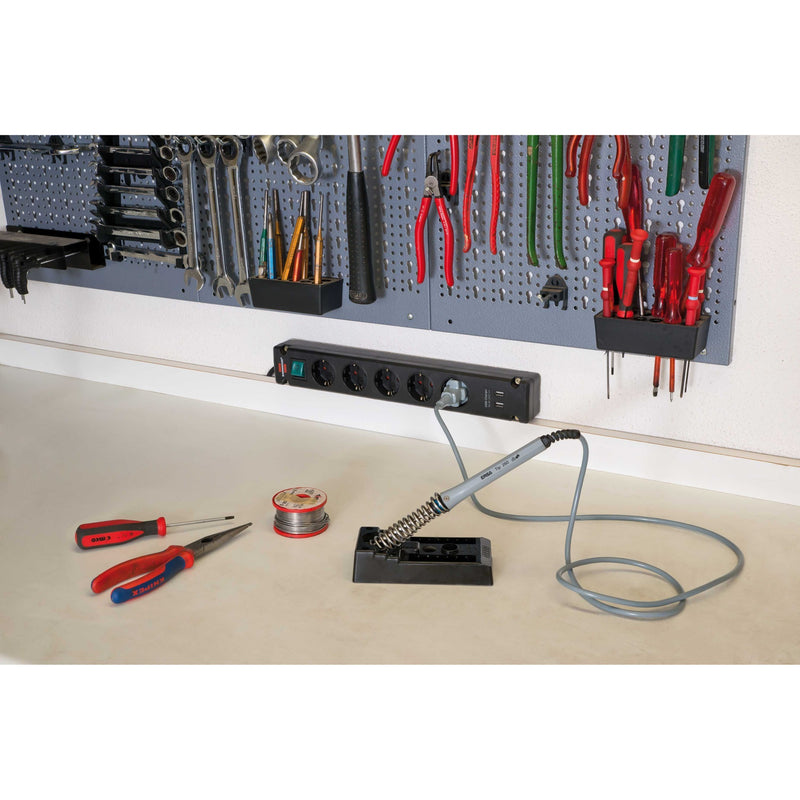 Load image into Gallery viewer, Brennenstuhl bremounta stekkerdoos 5-voudig stekkerdoos (zwart, 2x usb)