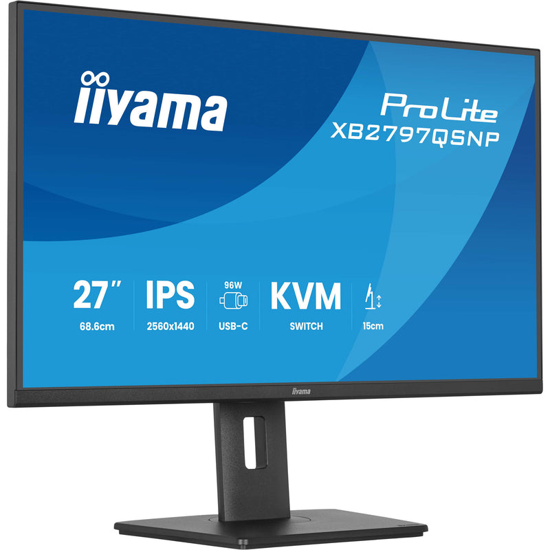 Load image into Gallery viewer, Iiyama prolite xb2797qsnp-b1 27 monitor (zwart, 75 hz, hdmi, displayport, usb-c, lan, audio)