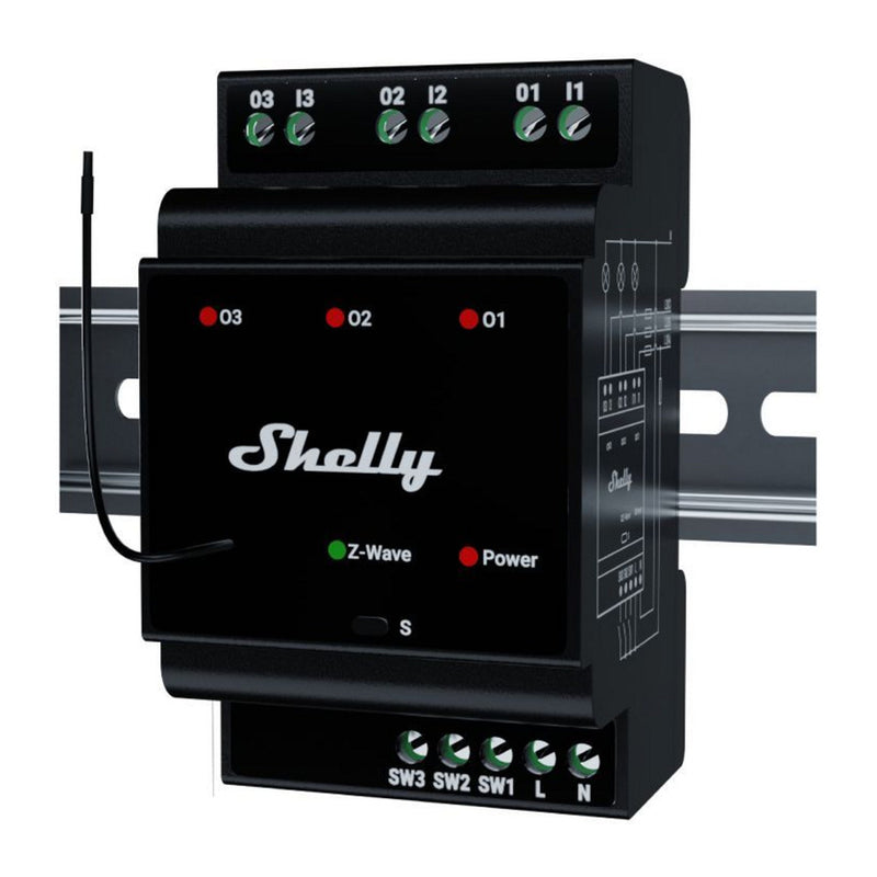 Load image into Gallery viewer, Shelly qubino wave pro 3 relais (zwart, z-wave)