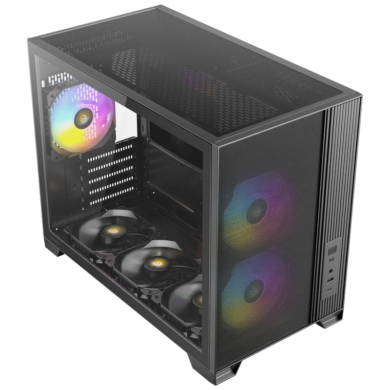ギャラリービューアに画像をロードする, Antec flux m mini tower behuizing (zwart | 1x usb-a | 1x usb-c | tempered glass)