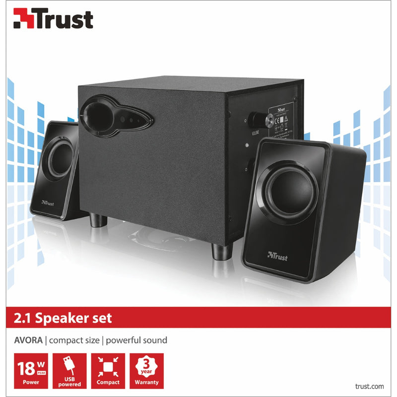 Load image into Gallery viewer, Trust avora 2.1 subwoofer speaker set pc-luidspreker (zwart, 20442)