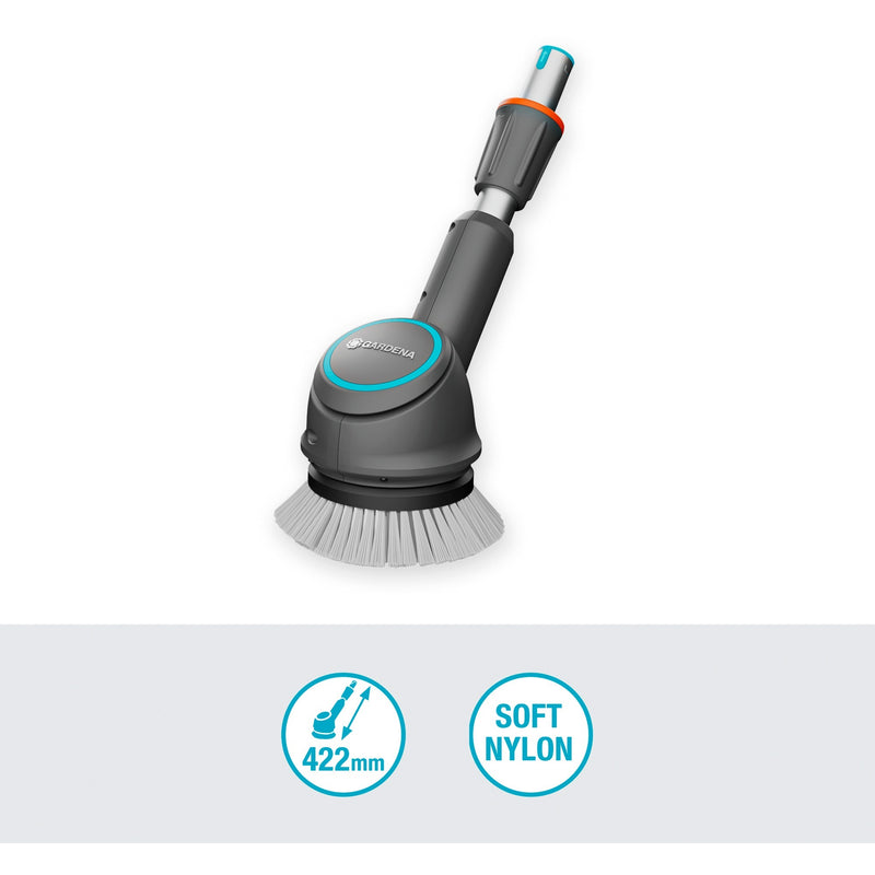 Load image into Gallery viewer, Gardena aquabrush opzetstuk met schijfborstel, voor de aquabrush accu- multireiniger wasborstel (grijs turquoise, 14846-20)
