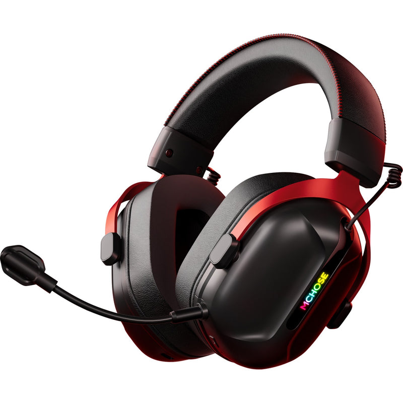 Afbeelding laden in galerijviewer, Mchose s9 pro wireless over-ear gaming headset (zwart rood, pc laptop playstation switch smartphone, 2.4g bluetooth wired type-c )