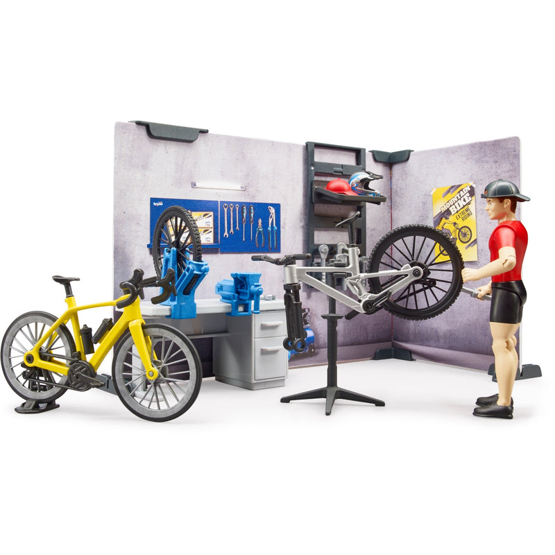 Load image into Gallery viewer, Bruder bworld fietsenwinkel speelfiguur (63120)