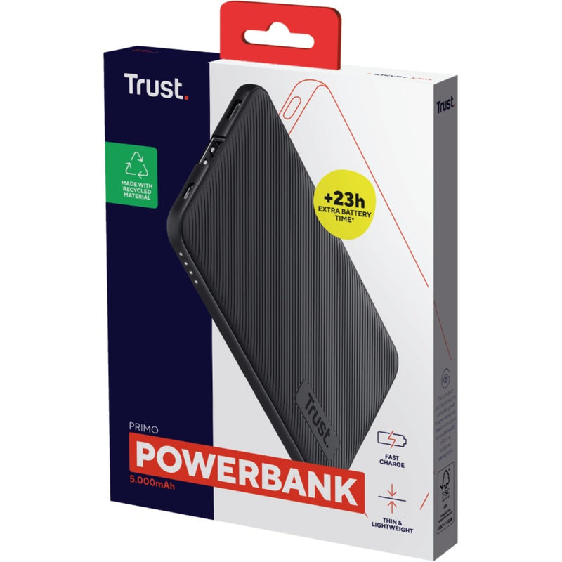 Afbeelding laden in galerijviewer, Trust primo 5.000 mah eco powerbank (zwart)