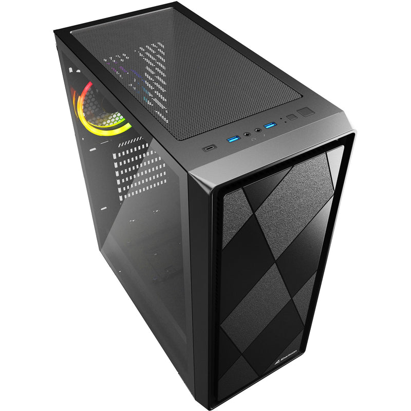 Load image into Gallery viewer, Sharkoon vs8 rgb black midi tower behuizing (zwart | 2x usb-a | 1x usb-c | rgb | tempered glass)