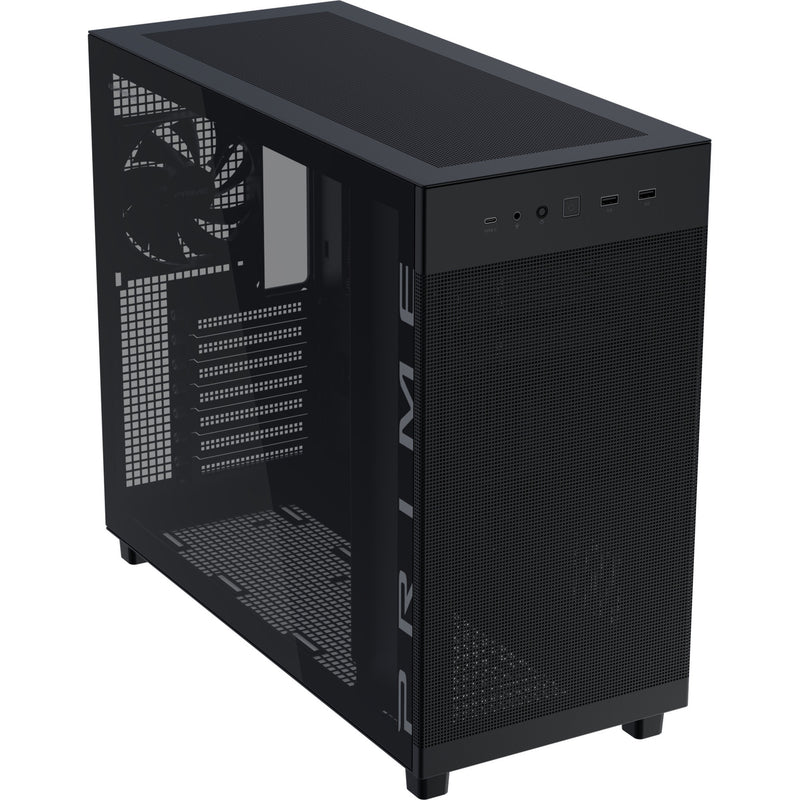 Load image into Gallery viewer, Asus prime ap303 - tempered glass panel midi tower behuizing (zwart | 2x usb-a | 1x usb-c | tempered glass)