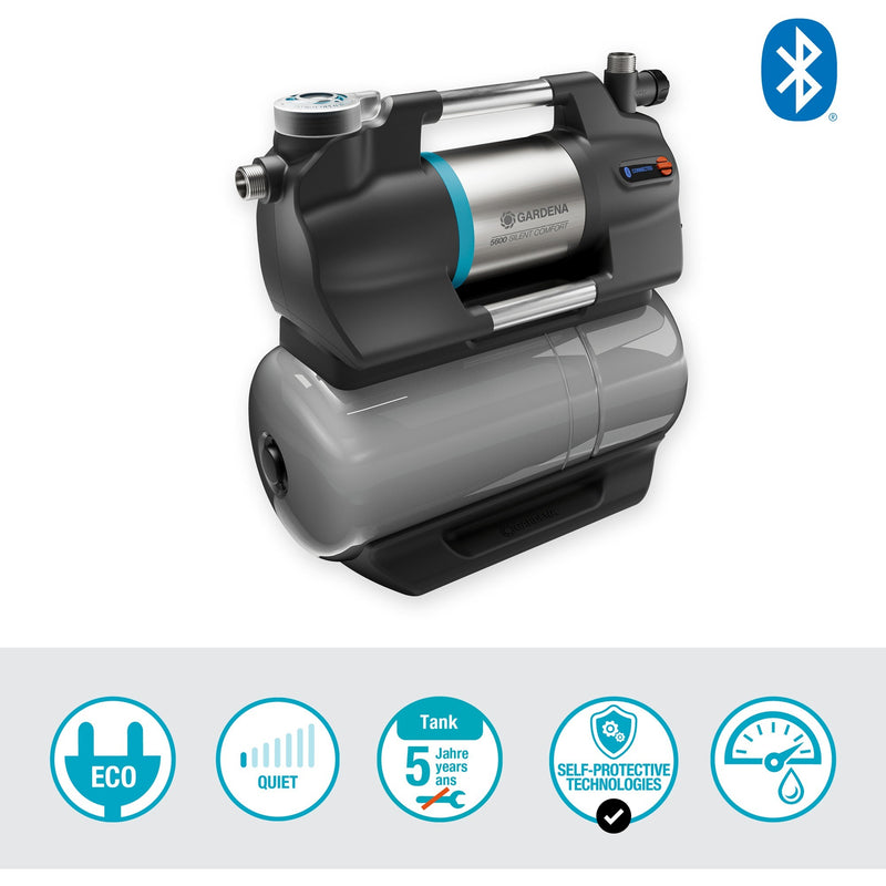 Load image into Gallery viewer, Gardena hydrofoorpomp 5600 silentcomfort (grijs roestvrij staal, bluetooth)