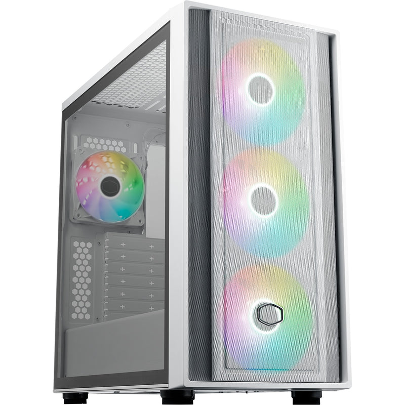 Load image into Gallery viewer, Cooler master masterbox 600 midi tower behuizing (wit | 2x usb-a | 1x usb-c | rgb | tempered glass)