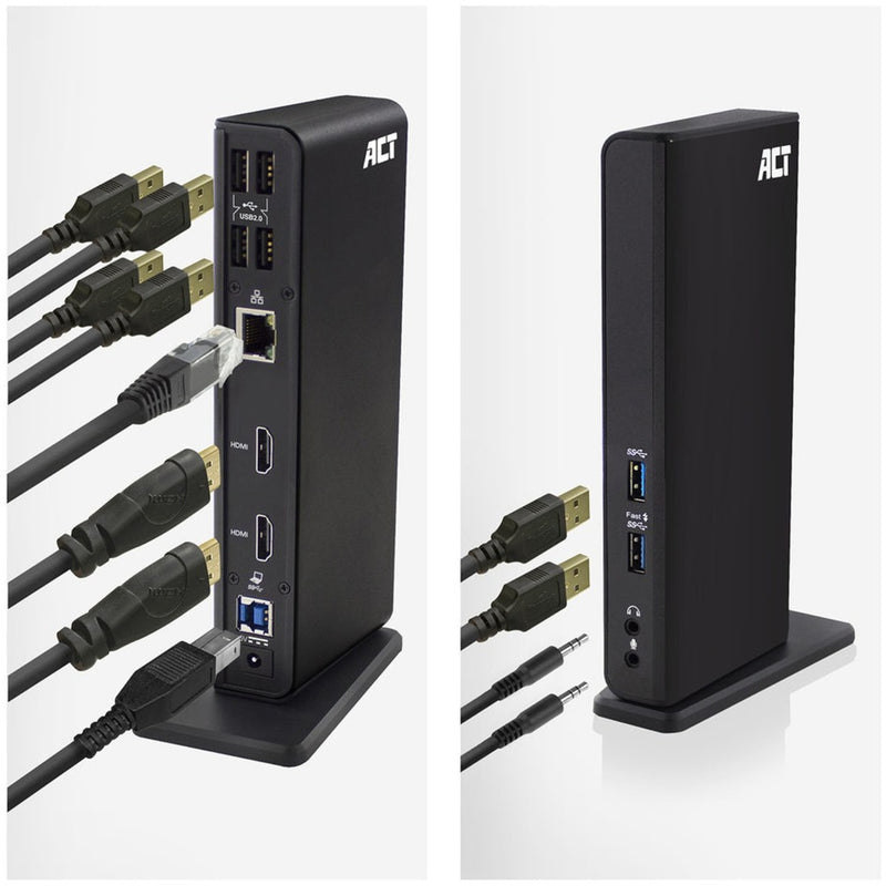 Afbeelding laden in galerijviewer, Act connectivity usb-c of usb-a dual monitor docking station (zwart)