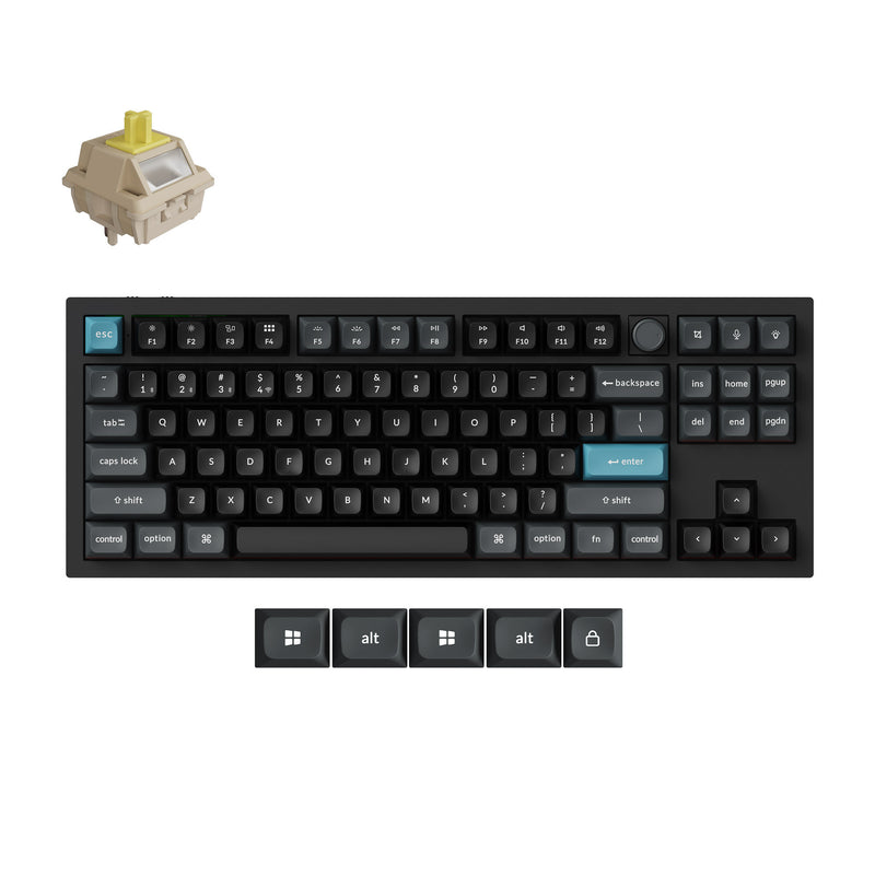 Load image into Gallery viewer, Keychron q3 ultra-m4 8k wireless custom mechanical keyboard (zwart, us lay-out (qwerty), silk pom banana, 80% (tkl) , rgb, hot swap, 8k, 2.4 ghz | bluetooth 5.2 | usb-c)