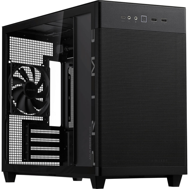Load image into Gallery viewer, Asus prime ap201 mini tower behuizing (zwart | 2x usb-a | 1x usb-c | tempered glass)