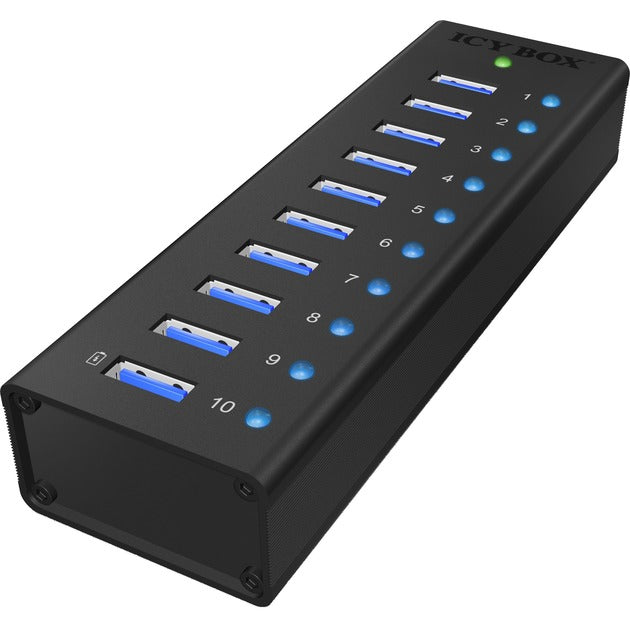 Load image into Gallery viewer, Icy box ib-ac6110 usb-hub (zwart, 10x usb 3.0 poorten)