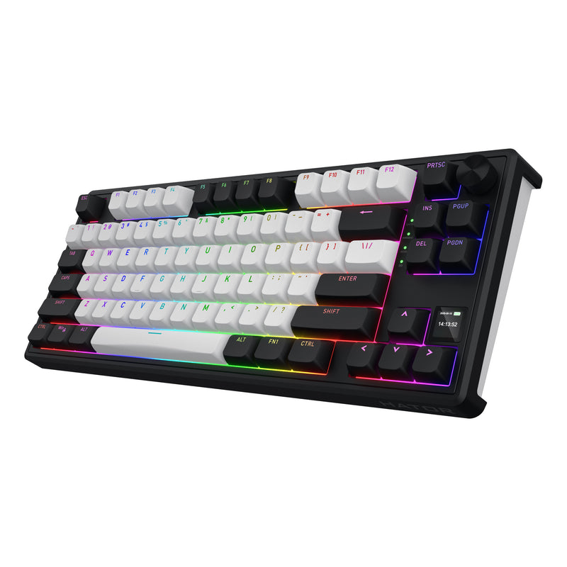 Chargez l'image dans la visionneuse de la galerie, Hator skyfall mag ultima 8k wireless rgb mechanisch gaming toetsenbord (zwart, us lay-out (qwerty), hator aurum ice, 80% (tkl), rgb, double-shot pbt, hot-swap, 2.4ghz | bluetooth | usb-c)