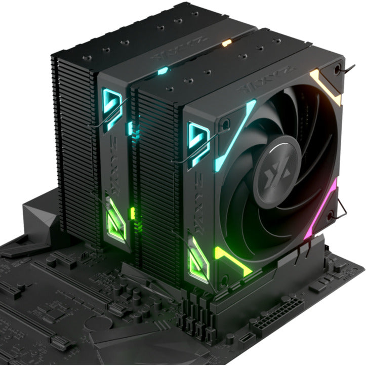 Afbeelding laden in galerijviewer, Xyz pc gear thermax 6 duo rgb cpu-koeler (zwart, argb, pwm)