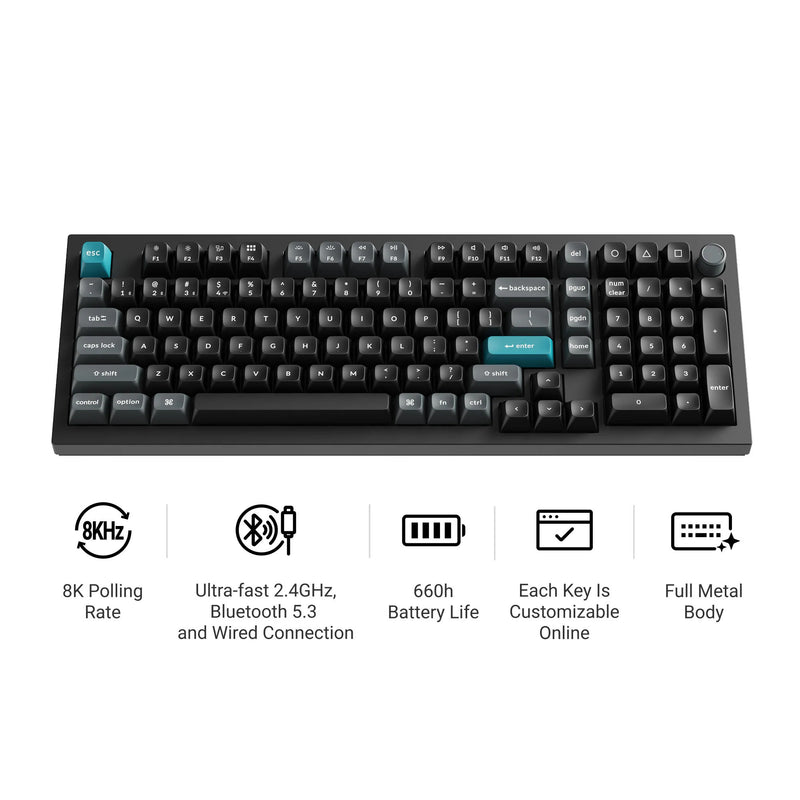 Load image into Gallery viewer, Keychron q5 ultra-m3 8k wireless custom mechanical keyboard (wit, us lay-out (qwerty), silk pom banana, 96%, rgb, hot swap, 8k, 2.4 ghz | bluetooth 5.2 | usb-c)