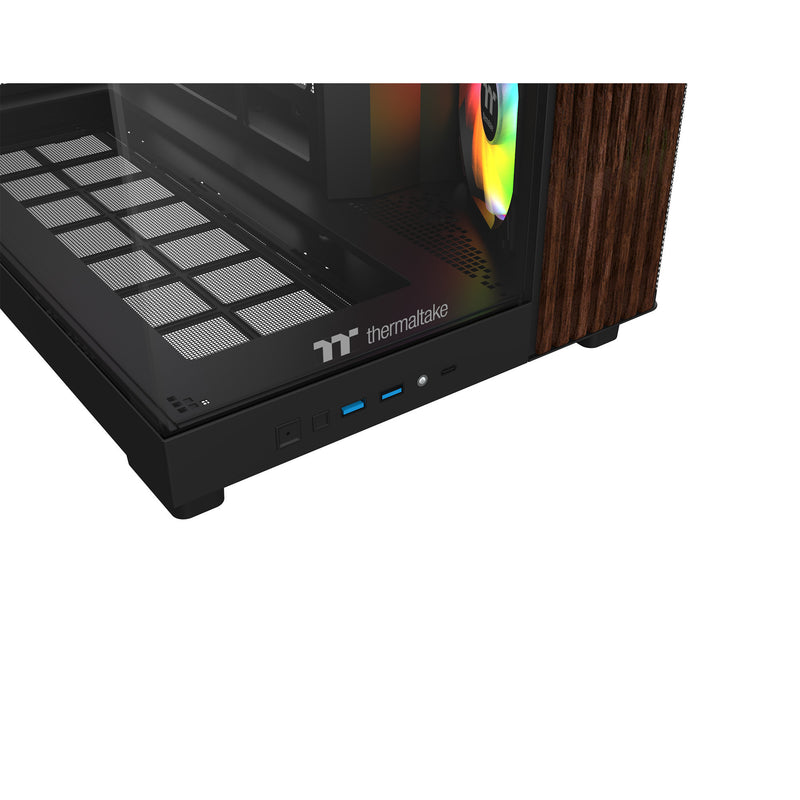 Load image into Gallery viewer, Thermaltake view 380 xl ws argb midi tower behuizing (zwart houtkleur | 2x usb-a | 1x usb-c | rgb | tempered glass)
