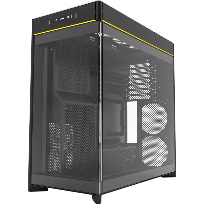 Load image into Gallery viewer, Montech hs02 midi tower behuizing (zwart | 2x usb-a | 1x usb-c | rgb | tempered glass)
