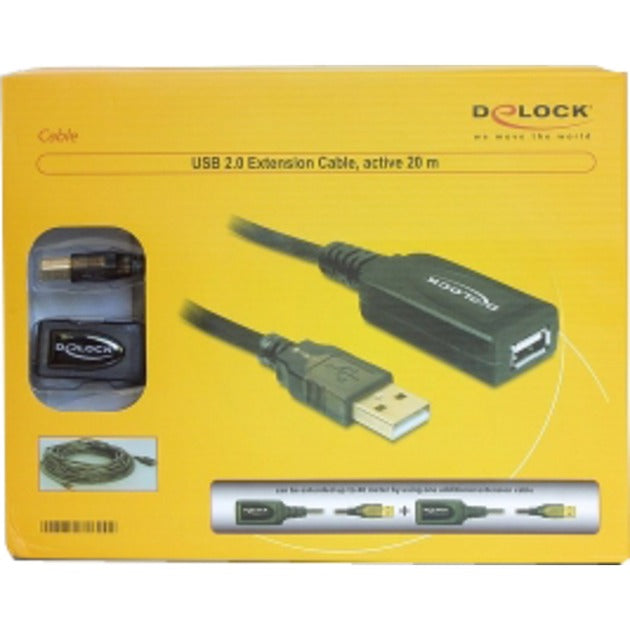 Load image into Gallery viewer, Delock actieve usb 2.0 verlengkabel (zwart, 20 meter)