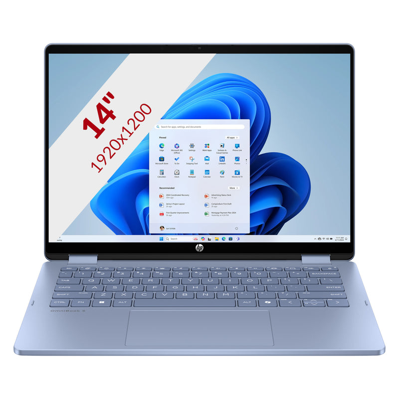 Afbeelding laden in galerijviewer, Hp omnibook 5 flip 2-in-1 14-fp0251ndx 14 laptop (blauw | core 5 120u | intel graphics | 8 gb | 512 gb ssd | touch)