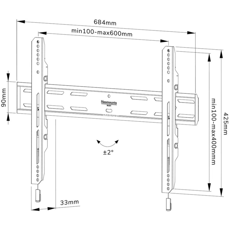Load image into Gallery viewer, Neomounts select wl30s-850bl16 vlakke wandsteun bevestiging (zwart)