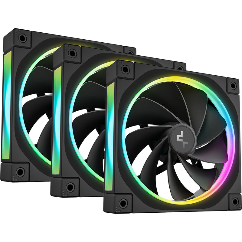 Laden Sie das Bild in Galerie -Viewer, Deepcool fl12r rgb case fans (zwart, 3 stuks, 120 x 120 x 25 mm, pwm)