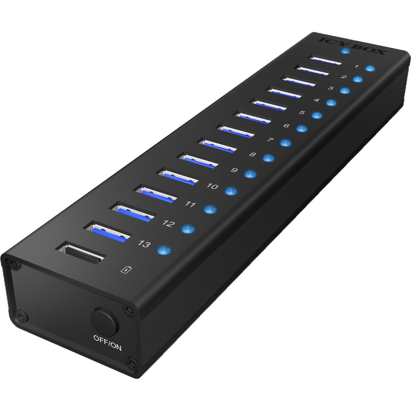 Afbeelding laden in galerijviewer, Icy box ib-ac6113 usb-hub (zwart, 13x usb 3.0, 1x usb oplaadpoort)