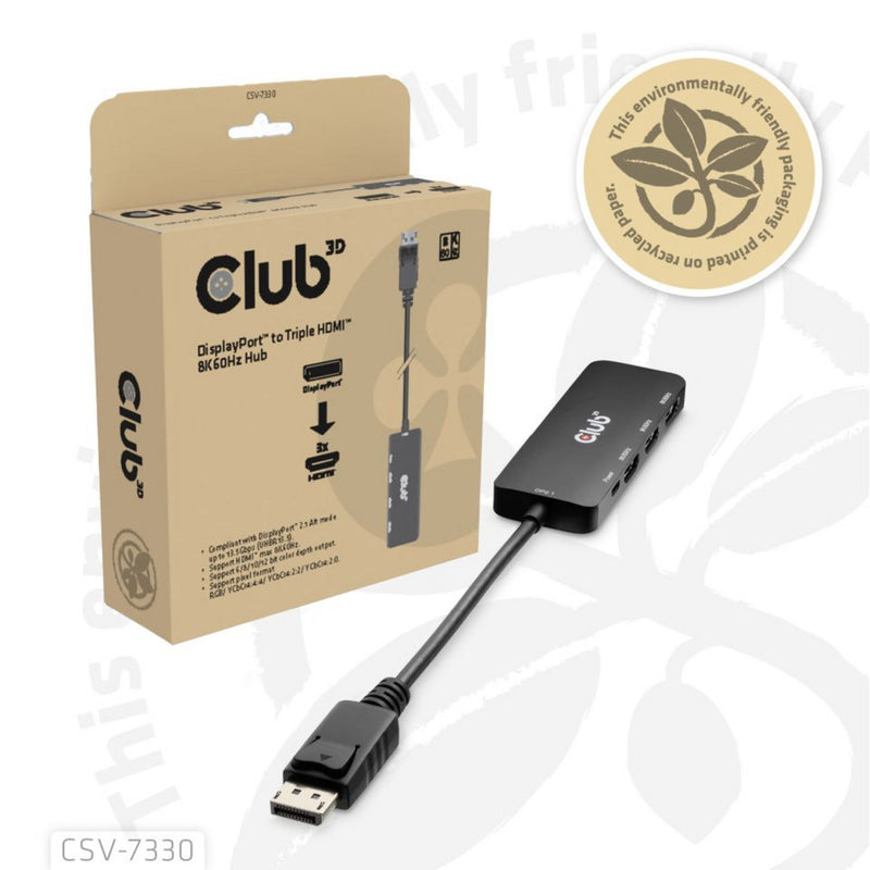Laden Sie das Bild in Galerie -Viewer, Club 3d displayport naar triple hdmi 8k60hz hub (zwart)