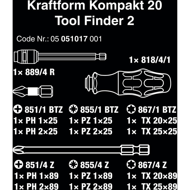 Load image into Gallery viewer, Wera kraftform kompakt 20 tool finder 2 met etui bitset (zwart groen, 13-delig)