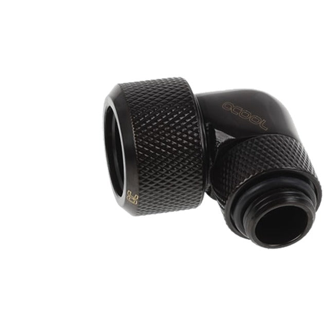 Load image into Gallery viewer, Alphacool eiszapfen 16 mm hardtube compressiefitting 90° draaibaar g1 4 verbinding (zwart, gekarteld, diep zwart)