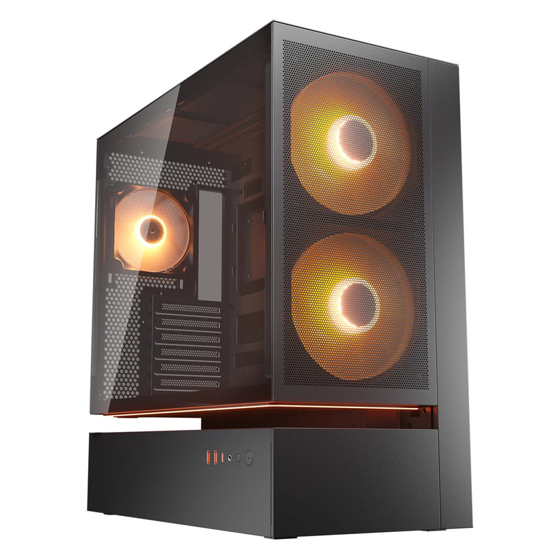 Afbeelding laden in galerijviewer, Cougar cfv235 mesh midi tower behuizing (zwart | 2x usb-a | 1x usb-c | rgb | tempered glass)