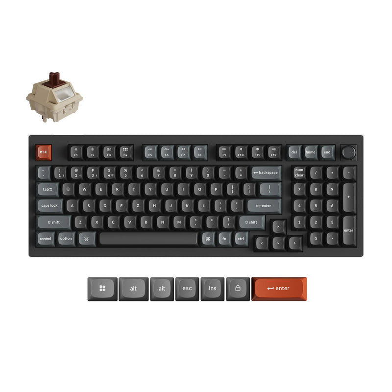 Load image into Gallery viewer, Keychron v5 ultra 8k wireless custom mechanical keyboard (zwart, us lay-out (qwerty), silk pom brown, 96%, rgb, hot swap, 2.4 ghz | bluetooth 5.3 | usb-c)
