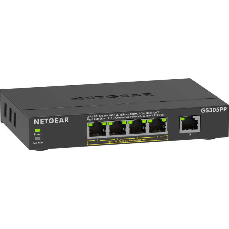 Load image into Gallery viewer, Netgear 5-port gigabit ethernet poe+ unmanaged switch (gs305pp) (zwart)