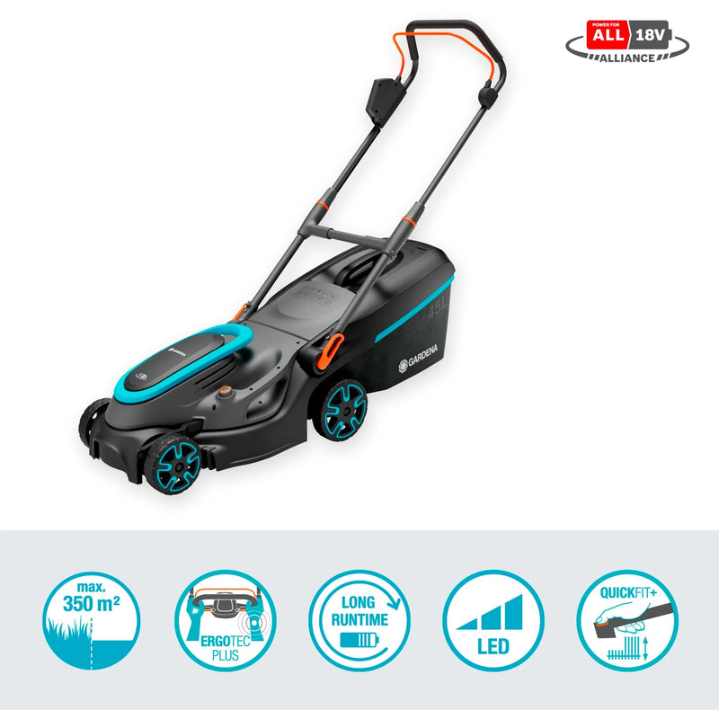 Load image into Gallery viewer, Gardena accugrasmaaier powermax 37 36v p4a set (zwart grijs, 2x li-ion accu 4,0ah, power for all alliance)
