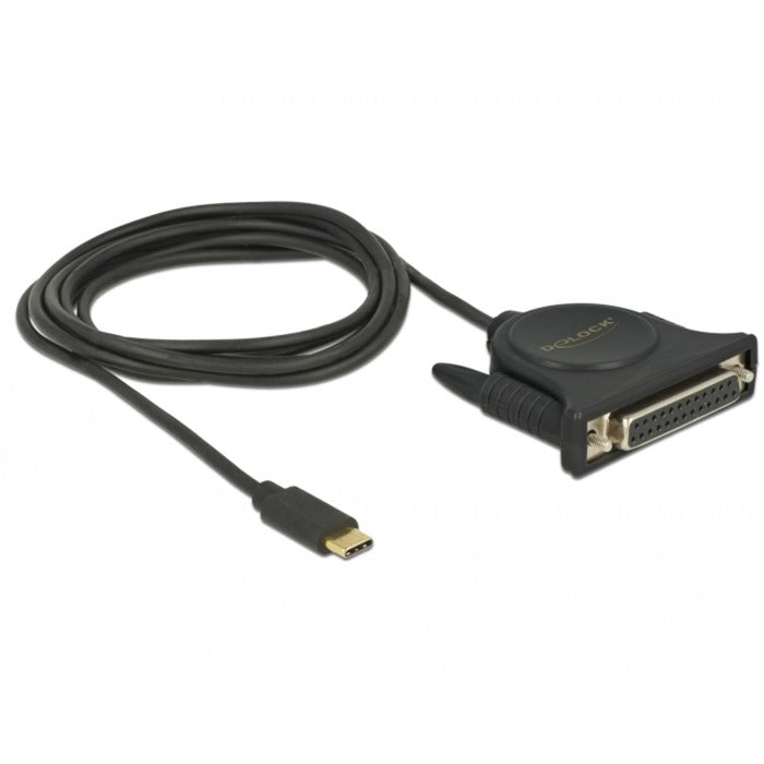 Load image into Gallery viewer, Delock usb-c 2.0 male > 1 x parallel db25 female kabel (zwart, 1,8 meter )