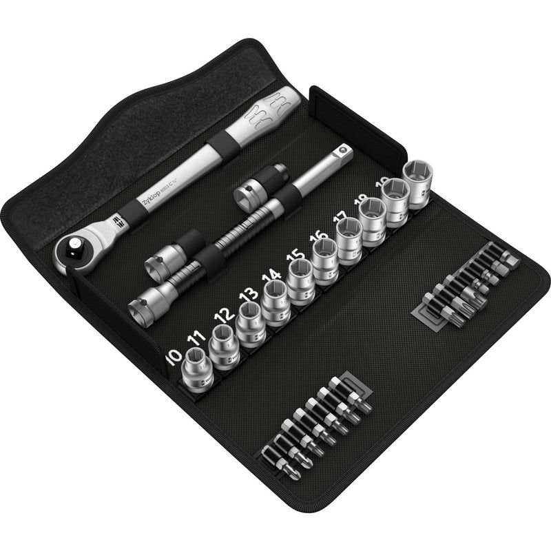 Load image into Gallery viewer, Wera 8100 sc 7 zyklop metal-ratelset met doorsteekvierkant 1 2 aandrijving gereedschapsset ( 28-delig )