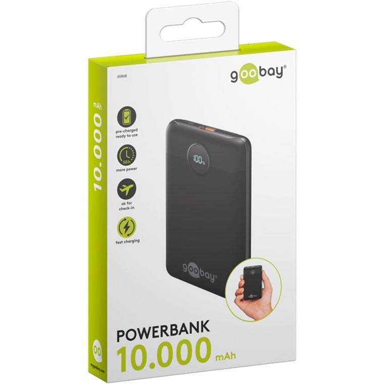 Load image into Gallery viewer, Goobay powerbank compact 10.000 mah (zwart, 10 ah, 1x usb-a, 1x usb-c, power delivery, quick charge)