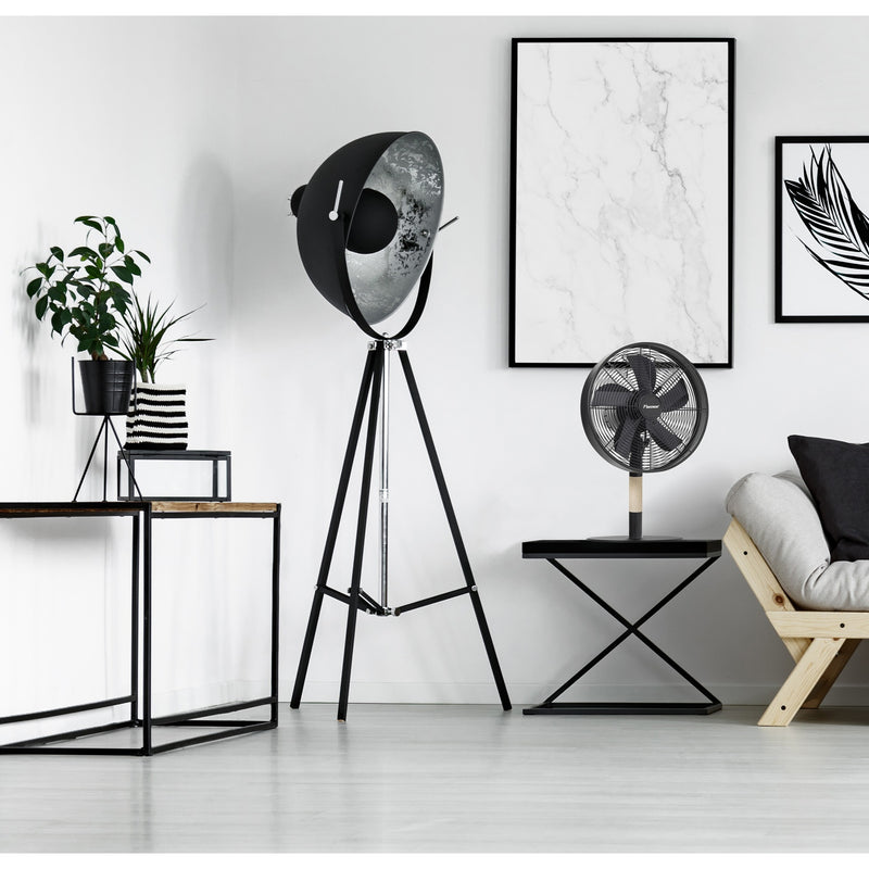 Load image into Gallery viewer, Bestron dft35wb tafelventilator (zwart houtkleur, ø 35 cm)